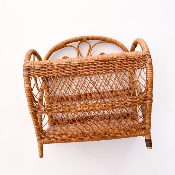 Vintage Other - Vintage Boho Magazine Rattan Basket